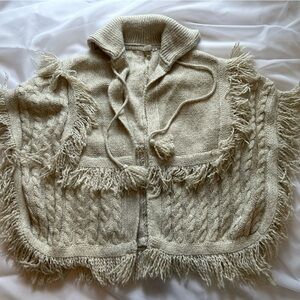 GAP Fringed Knit Poncho